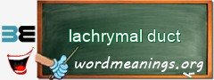 WordMeaning blackboard for lachrymal duct